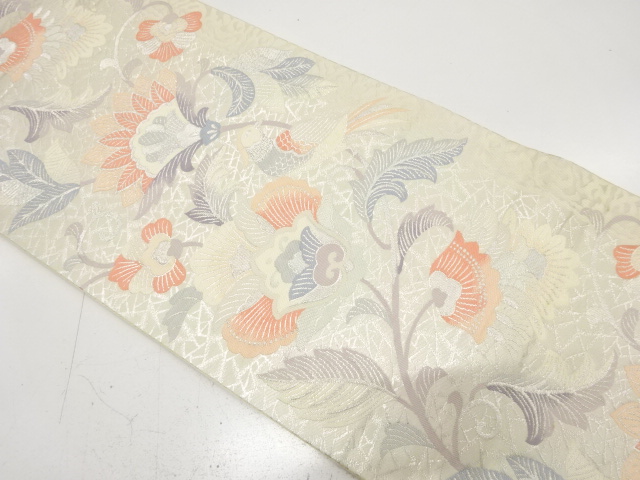 花鳥更紗模様織り出し　袋帯